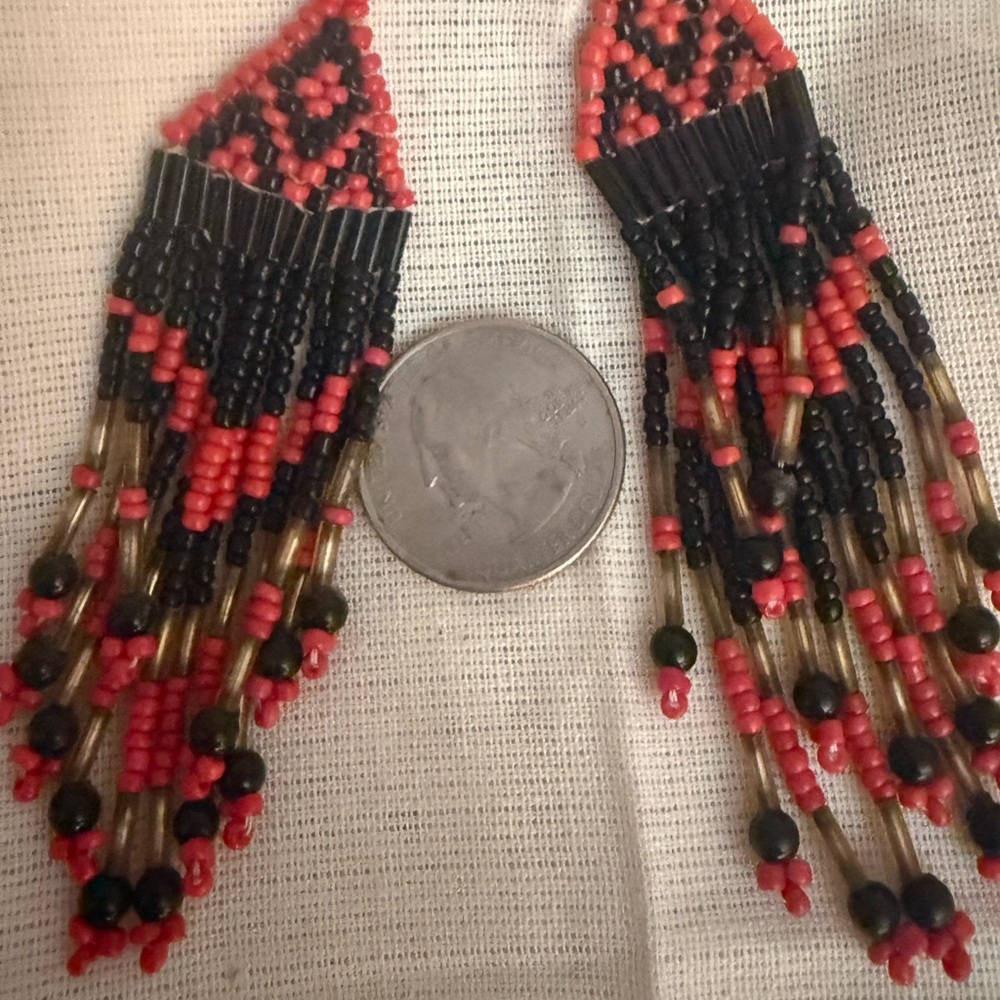 Native American Elegant Beaded Dangle Earrings